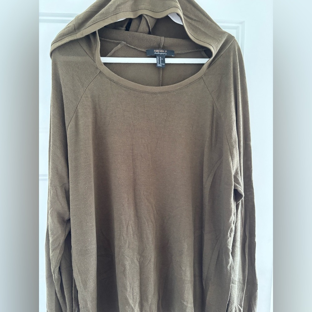 Forever 21 Khaki Hoodie Sweatshirt